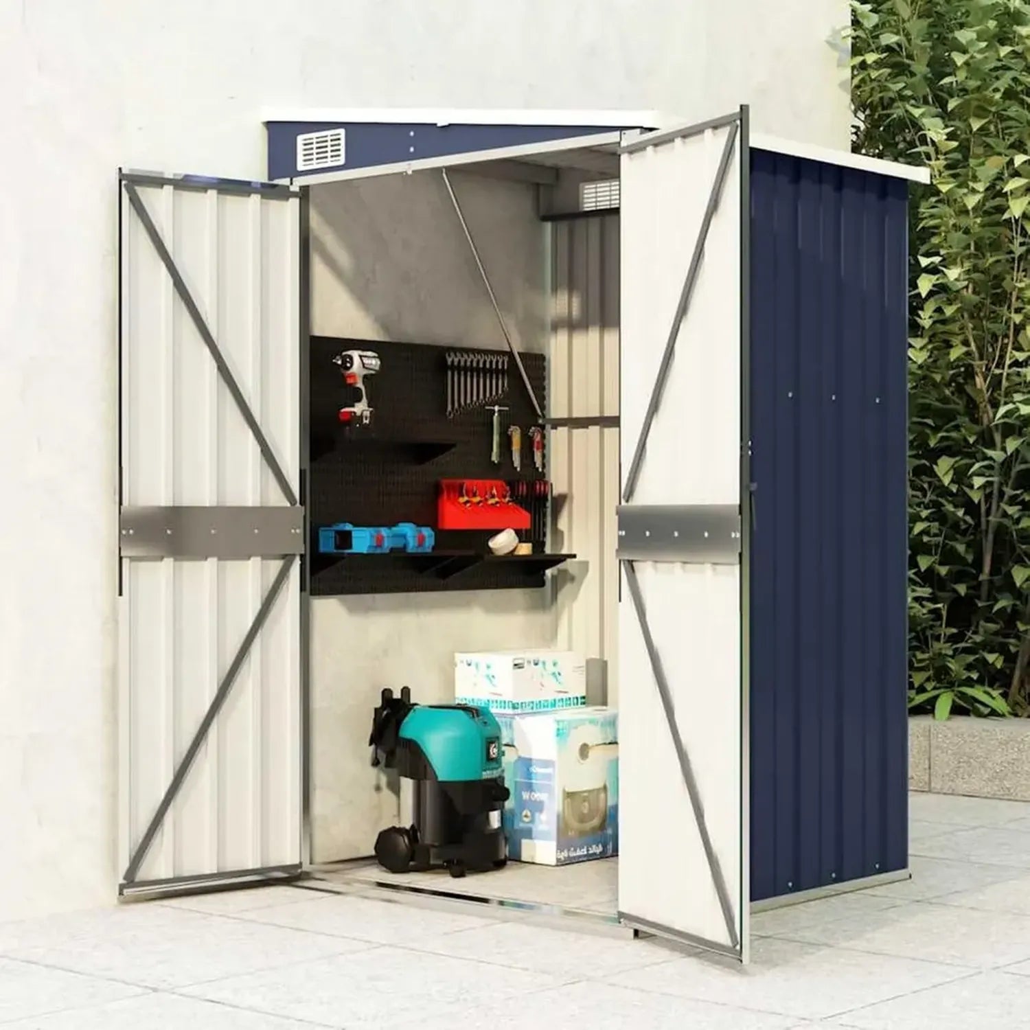 Metall Geräteschuppen mit Schloss, Anthrazit, 118x100x178 cm