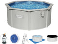 Bestway Hydrium Stahlwandpool Set mit Sandfilter, rund Ø 300 x 120 cm, grau