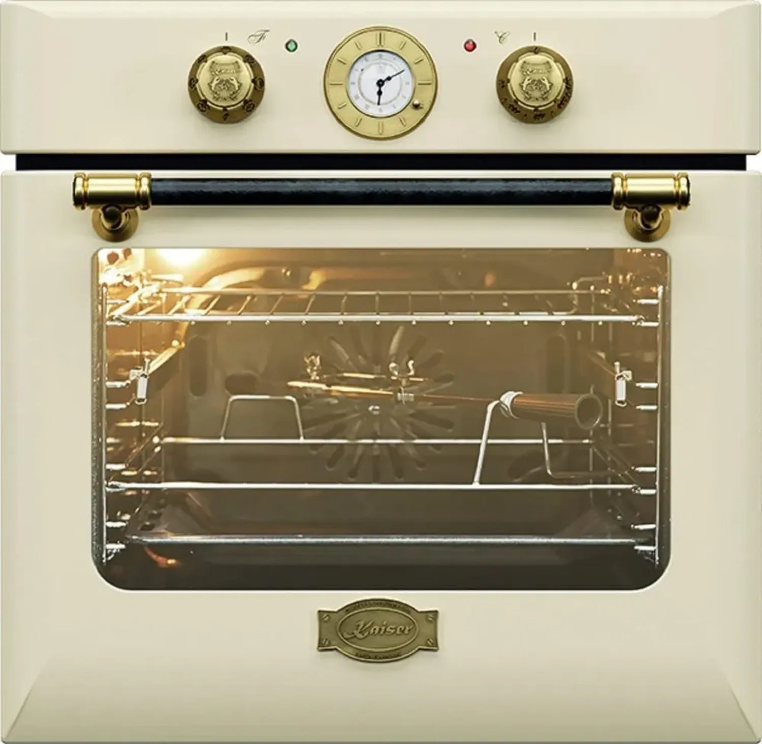 Kaiser Retro Einbaubackofen 68L mit Grillspieß und 10 Funktionen