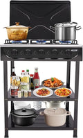 Camping Gaskocher mit 5 Brennern - Tragbarer Gasherd für Wohnmobil & Outdoor, Schwarz